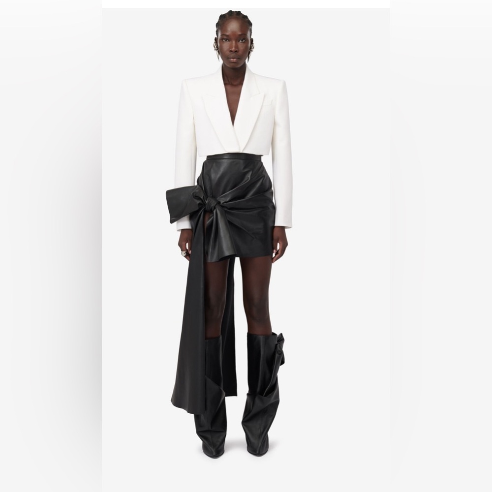 Alexander McQueen Knot Drape Lambskin Leather MiniSkirt NWT